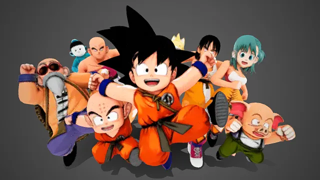 龙珠  角色群像  孙悟空  橙色武道服  动漫  热血欢快  氛围  IP 