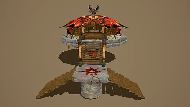 卡通风格奇幻部落浮空祭坛3D模型