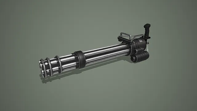 写实风格加特林机枪 3D 模型 军事武器道具资产