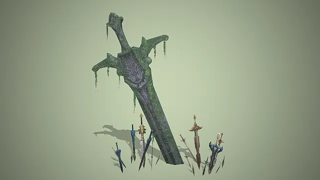 巨型剑冢  道具模型  符文雕刻  装饰设计