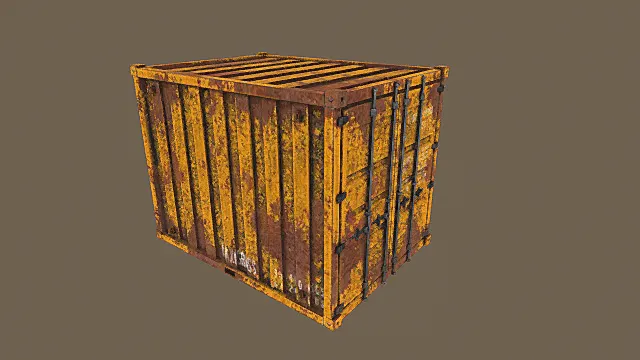重度锈蚀风格黄色集装箱3D模型