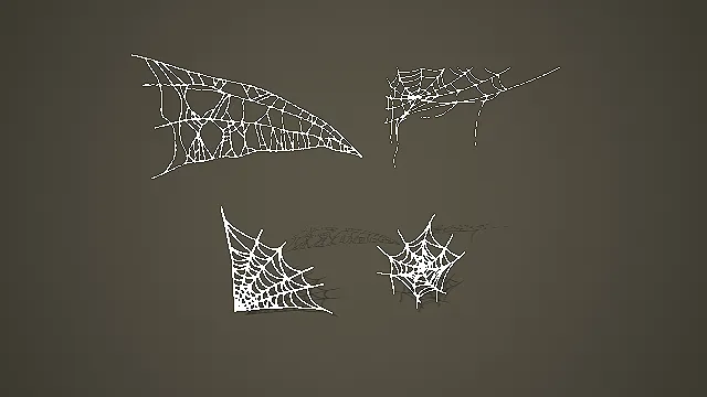 多款形态各异的万圣节蛛网组合 3D 场景装饰模型