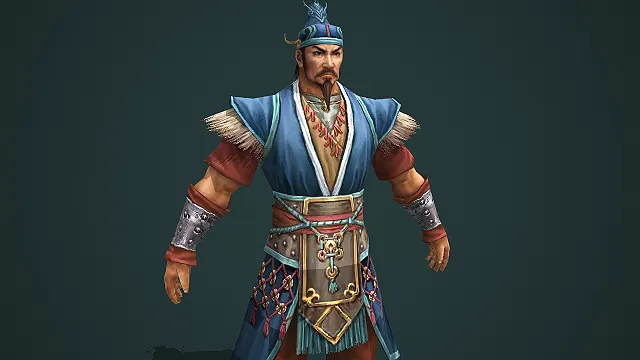 穿蓝褐官袍的古代文职官员古风游戏角色模型