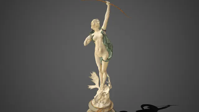 古典  大理石雕塑  优雅  女性形象  权杖或树枝  衣袍  艺术