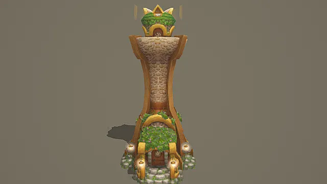 童话森系树芯塔楼游戏场景模型