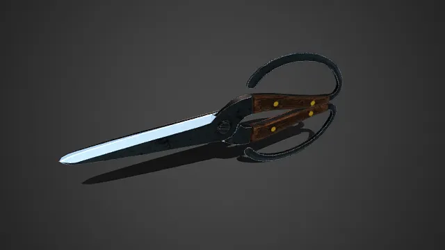 重型剪刀  复古  实用感  黑铁材质  木纹手柄  铆钉  