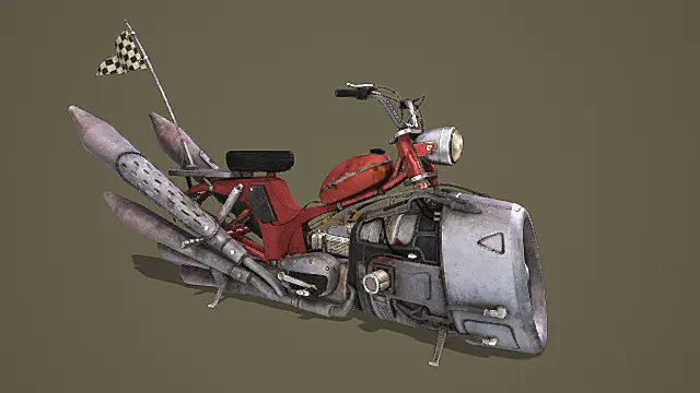 卡通风格奇幻火箭摩托载具3D模型