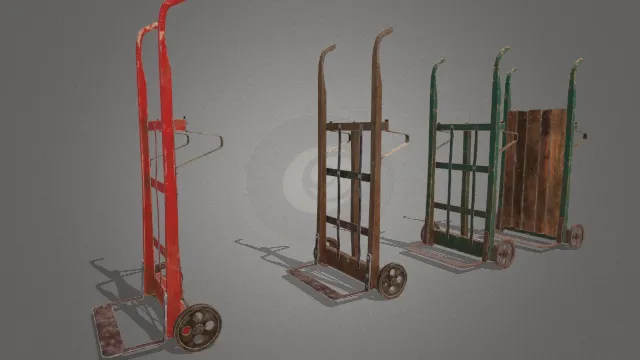 古董行李手推车类型A木制铁制手推车