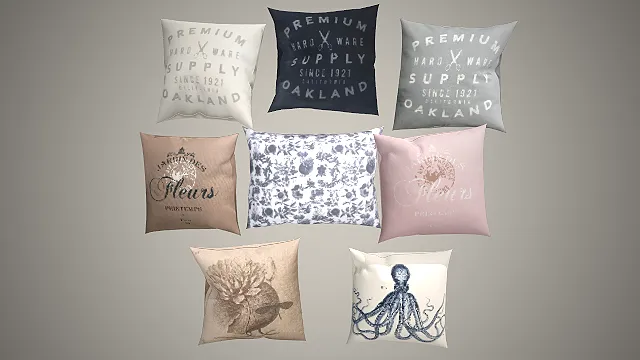 法式抱枕  字母印花靠垫  棉麻布艺  家居道具