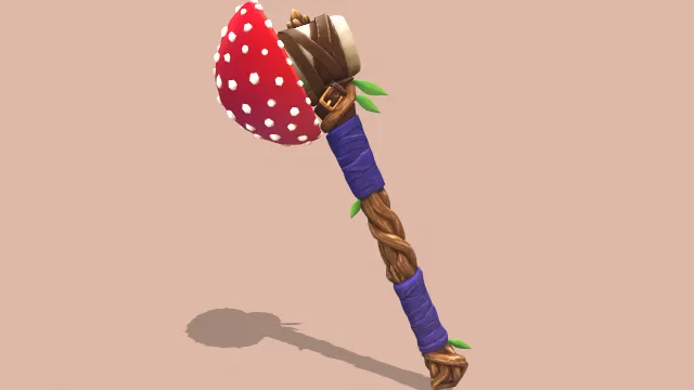 卡通风格化蘑菇锤游戏武器道具