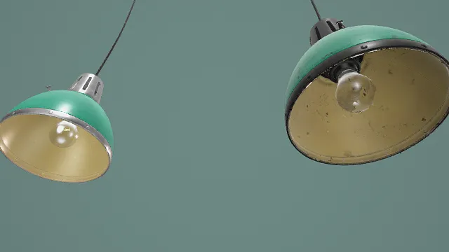 3D卡通风格绿金系复古吊灯模型组，创意设计（3D吊灯、卡通风格、卡通复古风，家具设计主题）