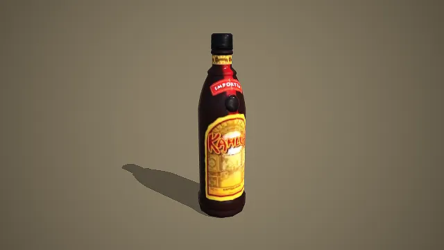 甘露咖啡利口酒深棕瓶 3D 低多边形咖啡风味酒类模型