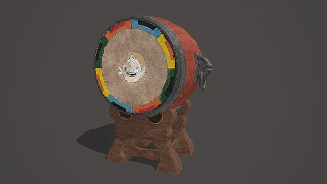 国风民俗萌系风格彩绘鼓模型