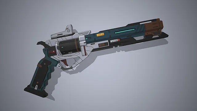 赛博科幻手枪  模块化结构  科技纹路  工业风