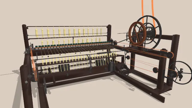 珍妮纺织机木制机器纺织工具