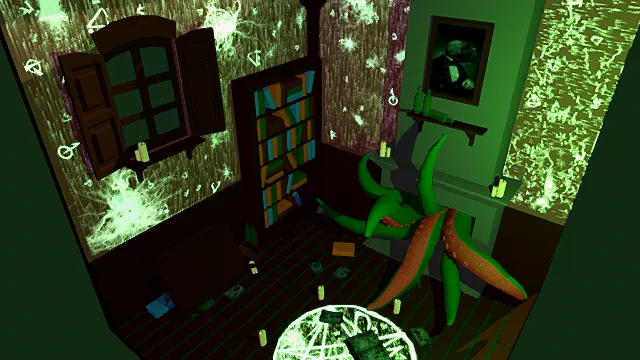 绿色的视觉下的卡通魔法魔幻小屋   室内场景模型3D模型