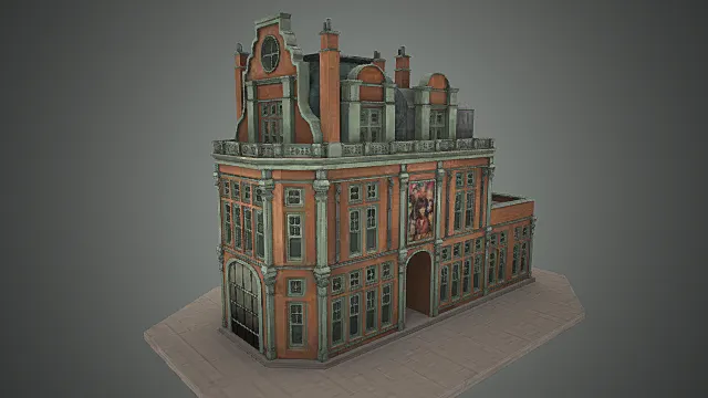 复古欧式街区建筑模型