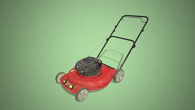 推式割草机  做旧磨损  复古工业风  园艺设备