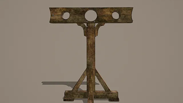 复古单柱式木枷刑具3D模型