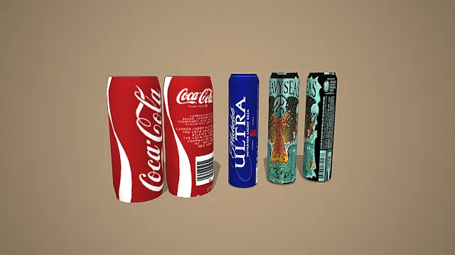 可口可乐与 Ultral、NavySeas 饮品罐装包装 3D 模型