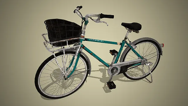 复古青绿色带篮城市通勤自行车
