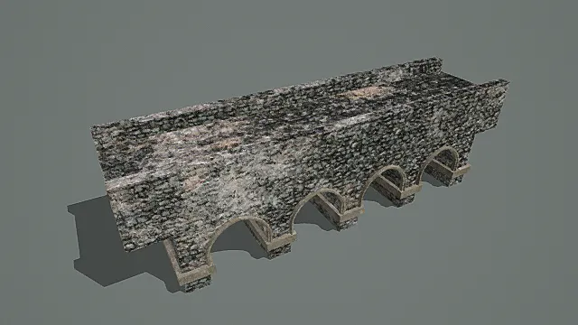 复古石砌拱形桥3D模型