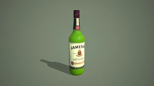 尊美醇爱尔兰威士忌绿瓶 3D 低多边形酒类道具模型