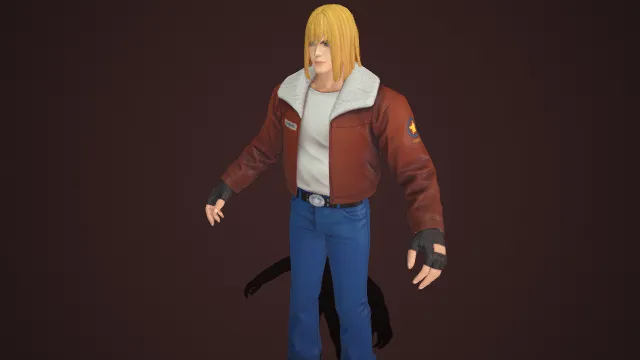 街头休闲风格  格斗游戏角色  都市斗士  棕皮夹克  机车风  冬日质感  街头风角色形象