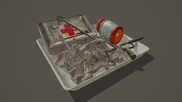 末日废墟风格医疗急救托盘组合3D模型