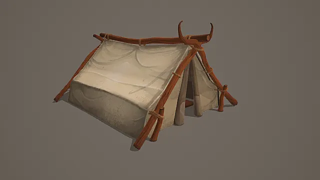 奇幻部落风牛角木架帐篷3D模型