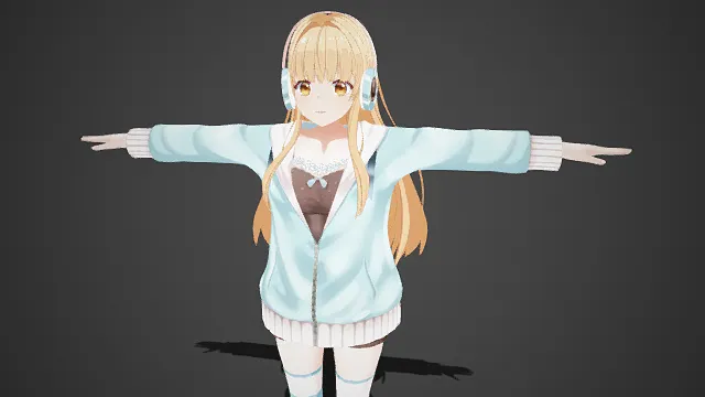 浅蓝穿搭  二次元  少女  蓝白条纹袜  动漫  金发