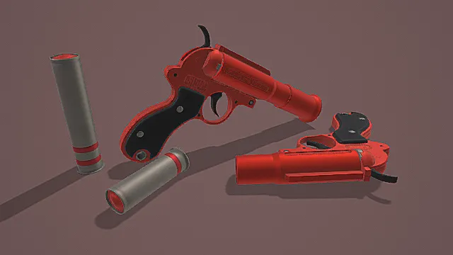 复古风格红色信号枪套装3D模型