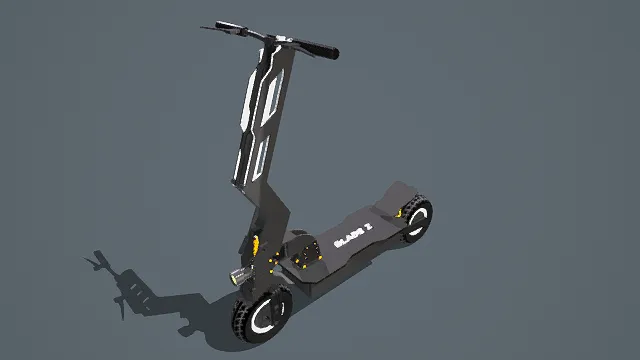 3D卡通风电动滑板车模型，创意设计（3D载具、卡通风格、炫酷现代，科技主题，载具元素）