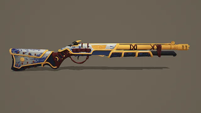 国风瓷纹风黄蓝青花霰弹枪3D模型