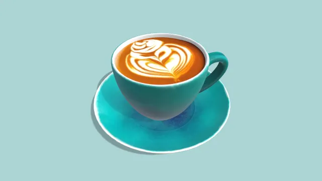 带盘子的咖啡杯有拉花咖啡饮品