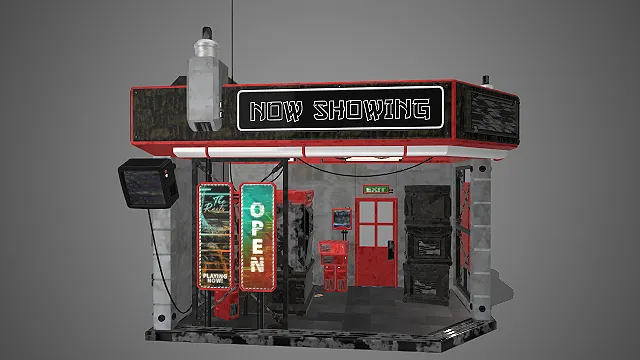 一个写实风格的常见赛博朋克场景3D影院模型