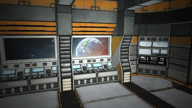 赛博废土风格太空指挥室场景3D模型