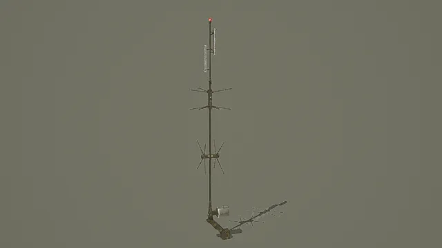 复古多频段组合式通讯天线3D模型