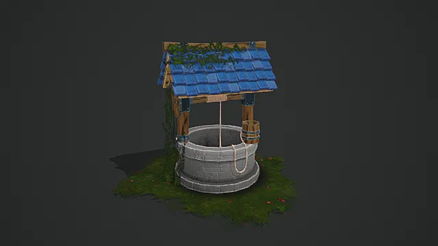 童话田园风格藤蔓水井模型