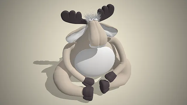 一个卡通玩具可爱驼鹿的3D角色模型