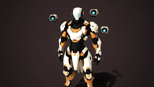 未来科幻  机甲战士  蓝瞳光源  赛博机甲  磨损破损质感  视觉冲击