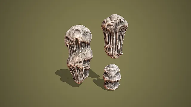 三组异形溶洞石笋组合地下洞窟场景装饰模型