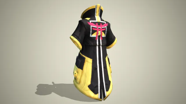 黄黑色短袖长袍红色花纹装饰