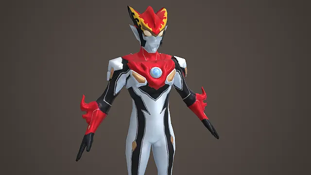 火焰造型头部的罗索奥特曼烈火形态模型