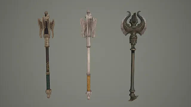 龙翼圣邪长柄游戏武器套装3D模型 