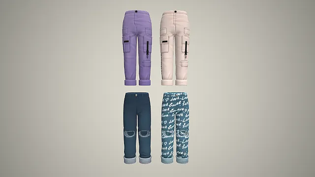 工装束脚裤  甜酷少女风  破洞设计  日常休闲款