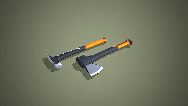双色羊角锤斧头 3D 低多边形工具组合模型