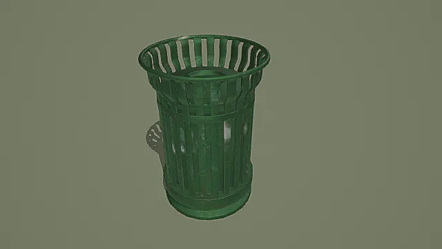 复古绿色金属垃圾桶3D模型