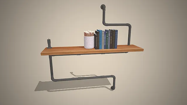 工业风水管  支架置物架  实木置物面板  墙面收纳