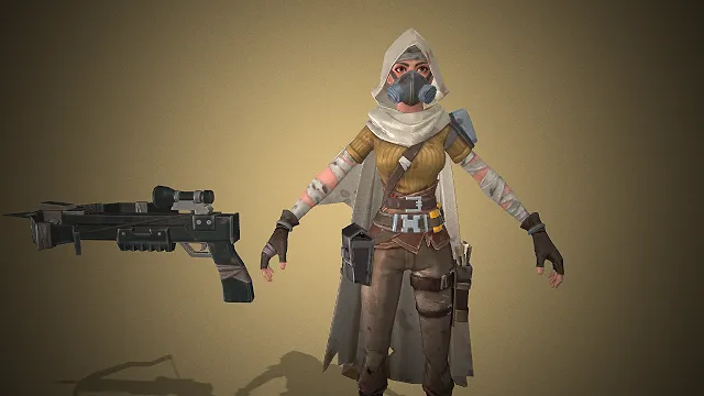 废土潜行者  防毒面罩  3D 女性角色  改装弩枪